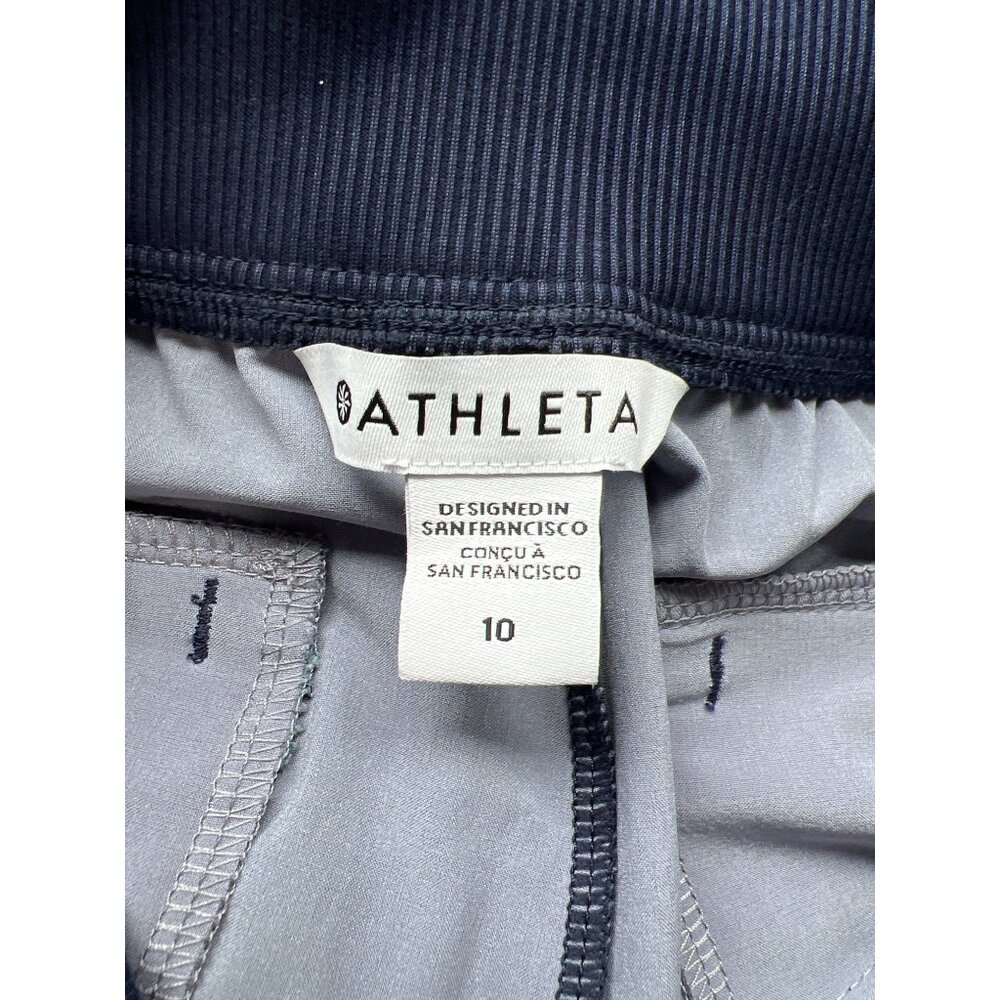 Athleta Brooklyn Mid Rise Featherweight Ankle Trousers Size 10 Blue Camo Active - Picture 6 of 12